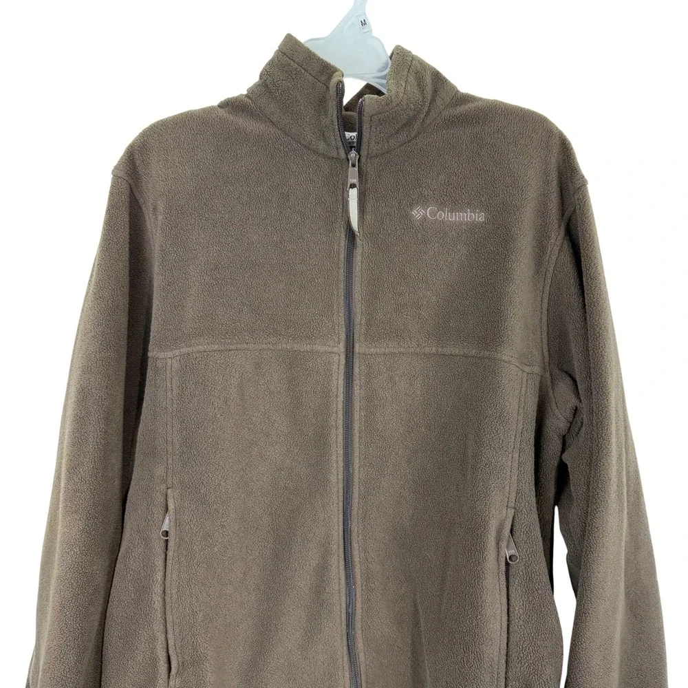 Columbia Mens Brown Full Zip Fleece Jacket Mock Neck WM6113 Size Medium‎